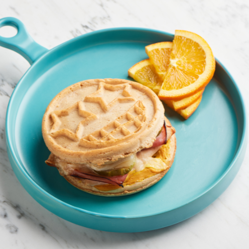 Breakfast waffles on plate
